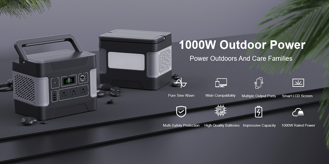 1000W Deep Cycle Solar Generator til mobil opladning